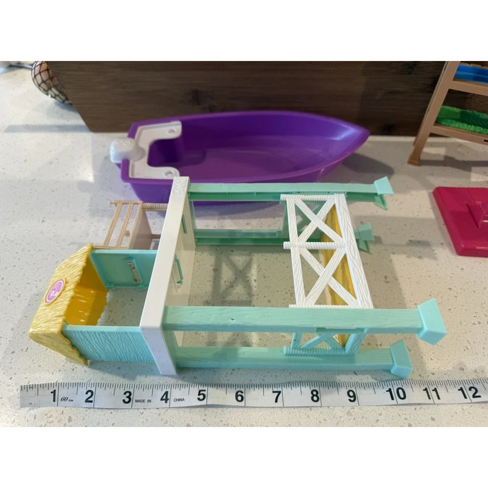 Barbie Boat, Balance Beam,‎ Farm Stand And Chicken Coup Set Of 4